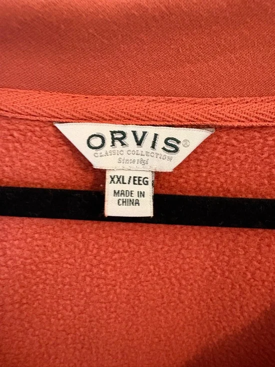 Orvis V-Neck Sweatshirt Orange Soft Pullover Women’s XXL - Picture 3 of 6